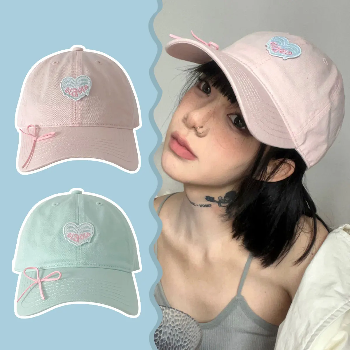 New Summer Pop Fresh Breeze Baseball Cap Spring And Summer Bow Tie Duck Tongue Hat Women Show Small Face