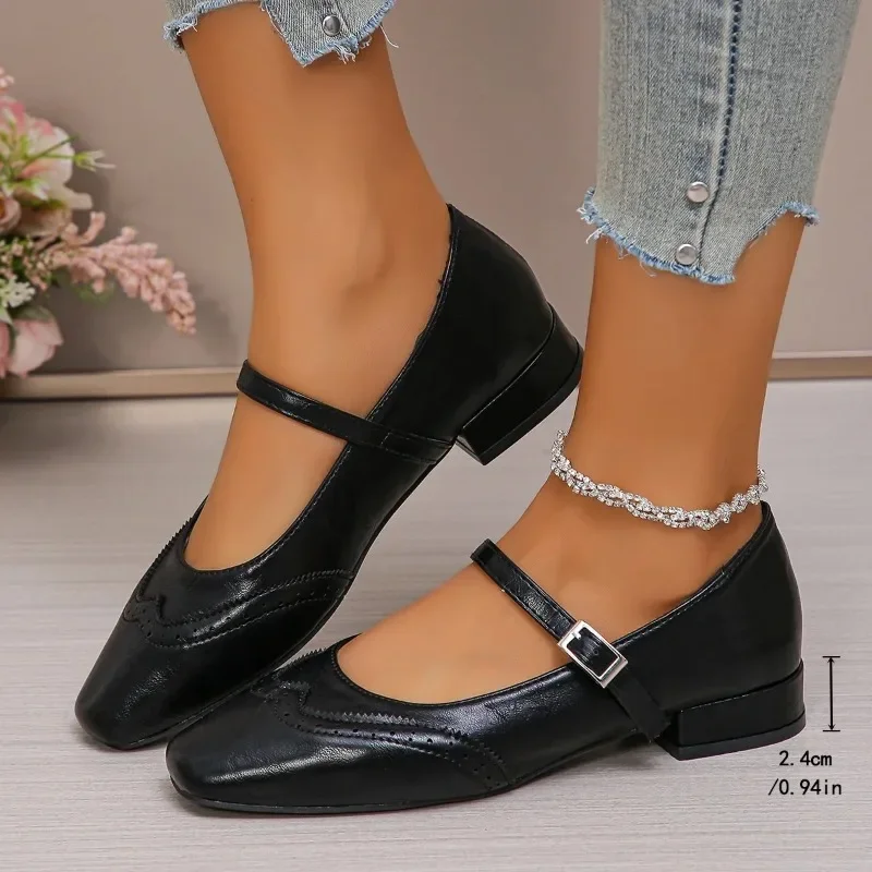 

Plus Size 43 Mary Janes Shoes Woman Spring 2025 Square Toe Ankle Strap Ballet Flats Women Comfortable Ladies Casual Single Shoes