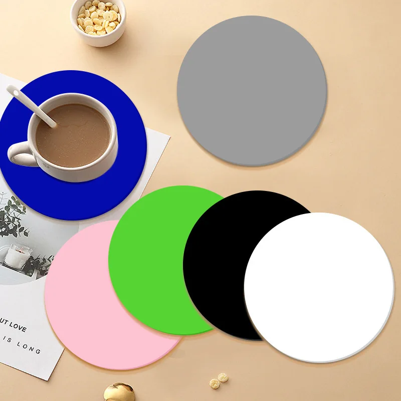 2PCS silicone coaster, circular solid color insulation pad, washable placemat, anti scald and anti slip table mat