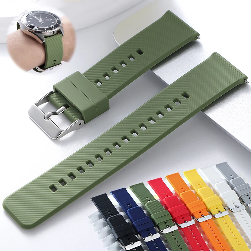Silikonarmband mit Schnellverschluss, 18 mm, 19 mm, 20 mm, 21 mm, 22 mm, wasserdicht, weiches Gummi, Smartwatch-Armband, Ersatzarmband
