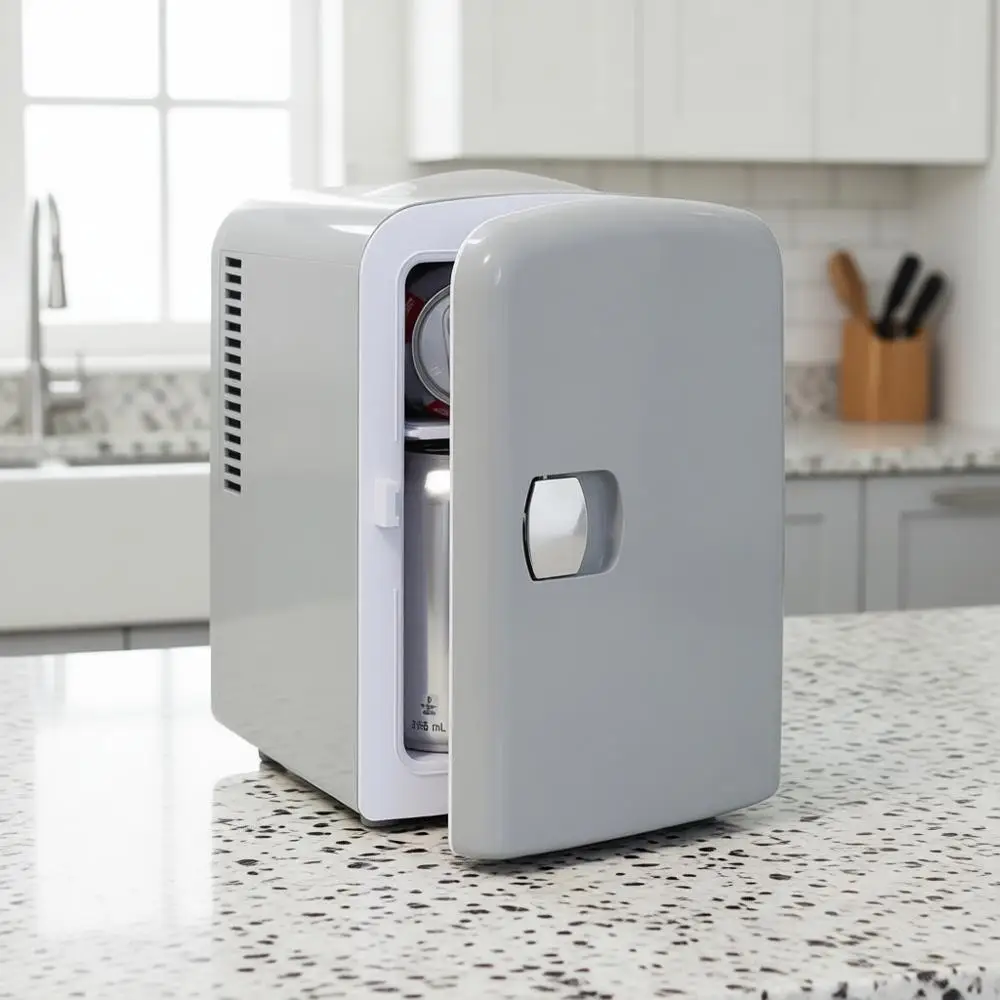 

Mini Ridge Portable Table Top Beverage Cooler, 12V/110V for Drinks, Soda, Wine, Use in Car, Dorm, Outdoor, Patio, 6 Can