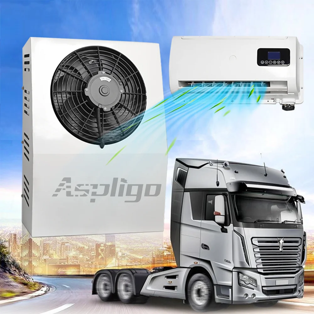 Aspligo 12V 24V 10500BTU New Energy Split Air Conditioning Low Noise Parking Air Conditioner For Car Motorhome Truck Camper RV