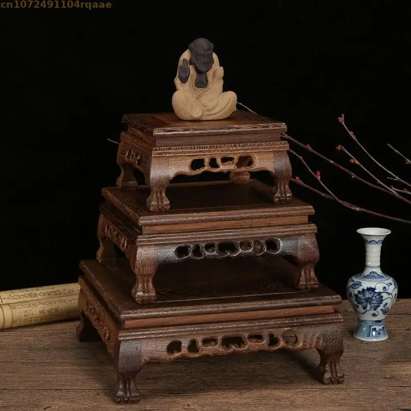 

Miniature Wood Candy Table Furniture Figurines Vase Flower Pot Sorting Table Tea Sets Pedestal Bonsai Plant Shelf Display Stand