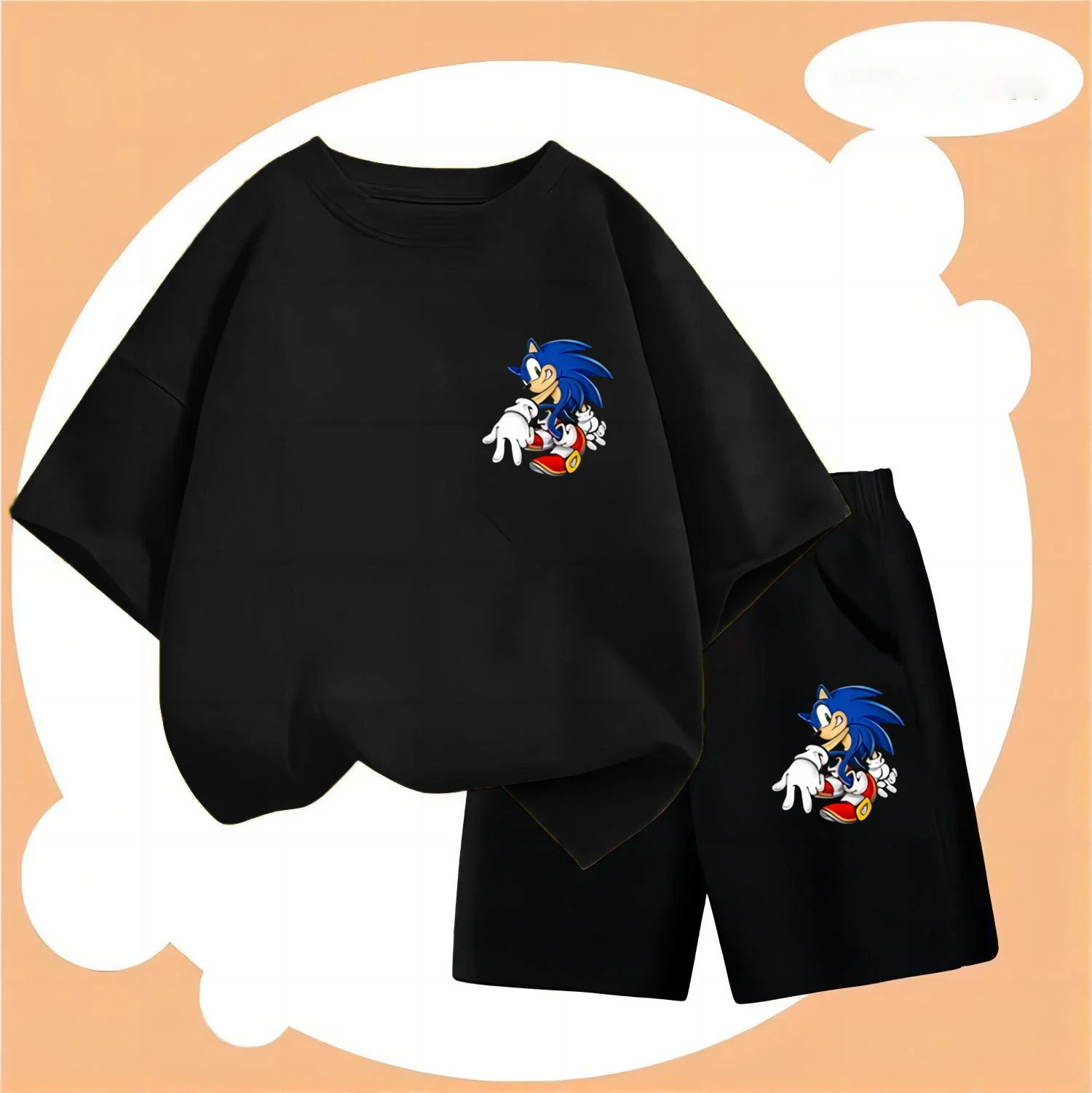 

Children Top Suit Summer 2024 Boys Sonic Couple T-shirt Set Girl Clothes 2 to 12 Year Children's Clothing Mother Kids