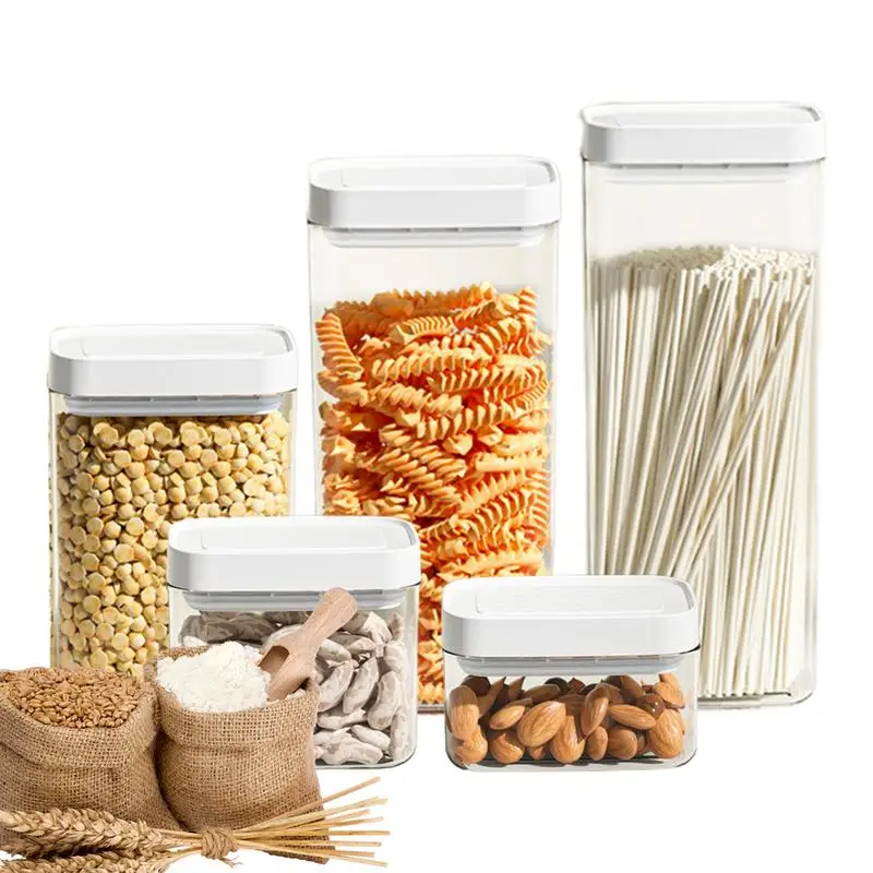 

Kitchen Storage Sealed Jar Kitchen Food Storage Jars Clear Cereal Container Stackable Kitchen Storage Counter Jar For Cereal