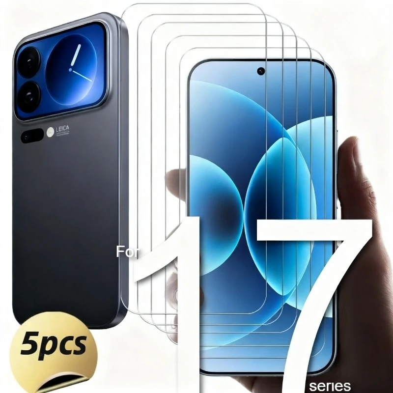 5 Stück Ultra HD gehärtetes Glas Displayschutzfolien für Xiaomi 17 Pro Max 15 14T 13T Pro Schutzglasfolie