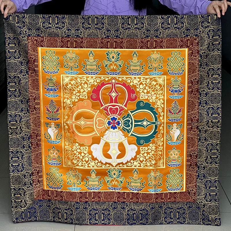 Tibetan Esoteric Buddhism Offers Tablecloths Hand-stitched and Embroidered Eight Auspicious Vajra Cross Vajra Religious Supplies