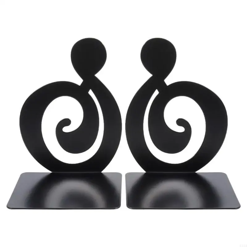 2pcs/set Simple Black Metal Bookends Creative Musical Note Boolend для домашнего офиса.