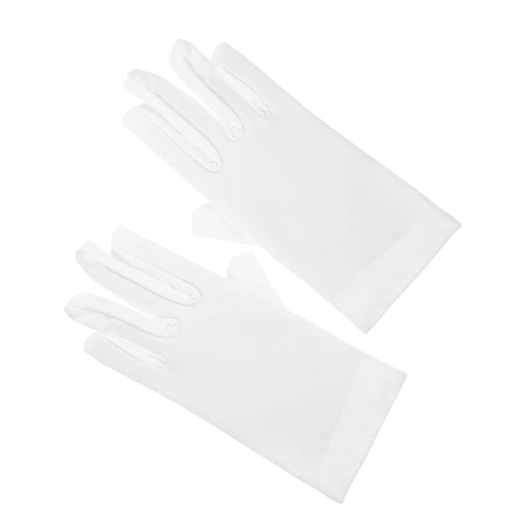

2Pcs Elastic Kids Costume Gloves White Cloth Material Soft Breathable Comfortable Suitable for Halloween Party Wedding Formal