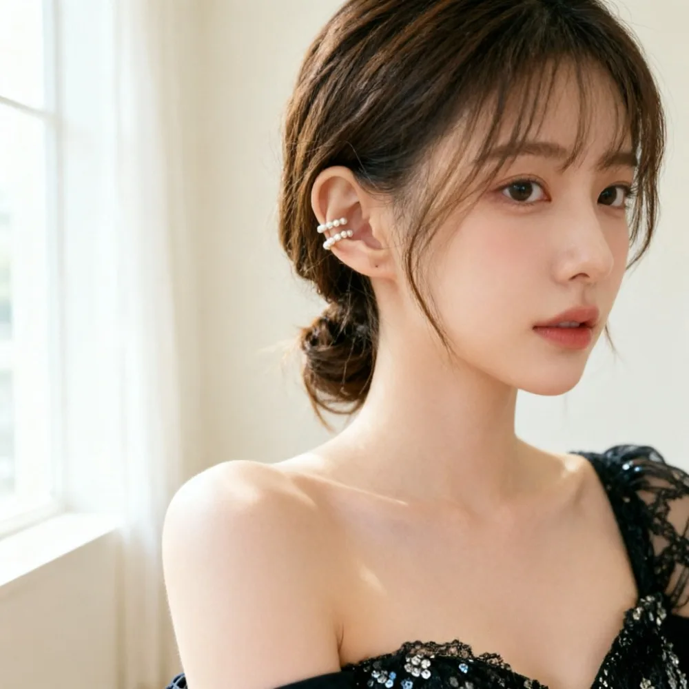 New Fashion Woman's Korean Elegant Imitation Pearl Ear Cuff Clip C-shaped Earrings Non-Piercing Ear Ring Minimalist Jewelry Gift