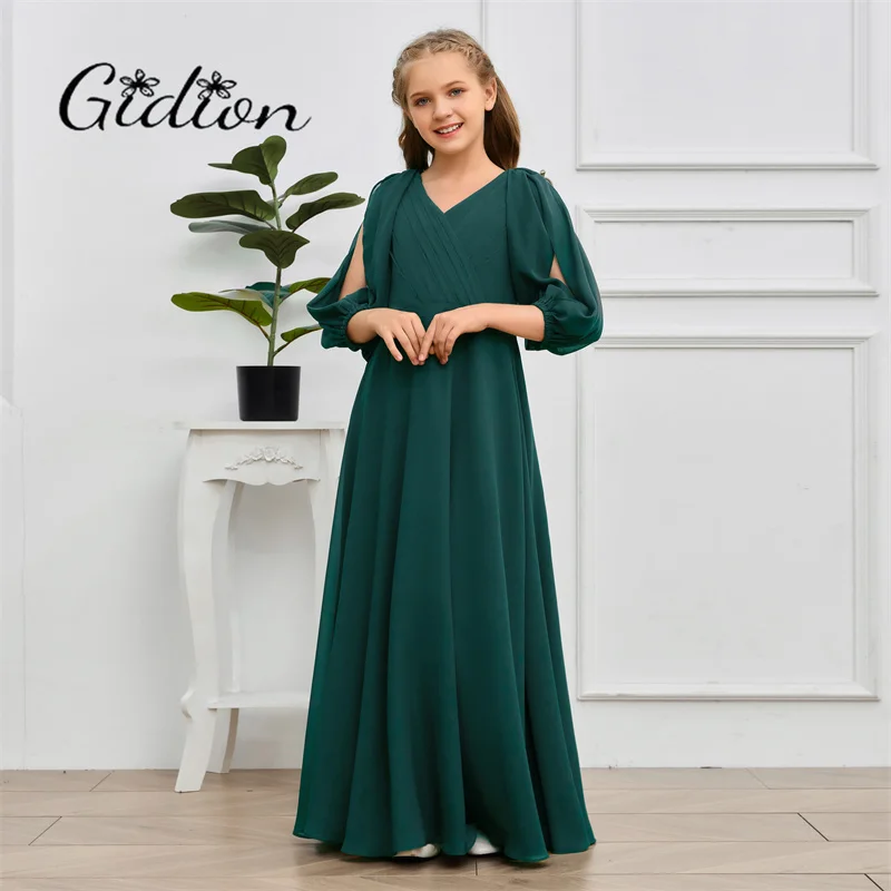 Junior Bridesmaid Dress Chiffon Festivity Celebration Wedding Birthday Evening Party Banquet Ball-Gown Any Event For Children