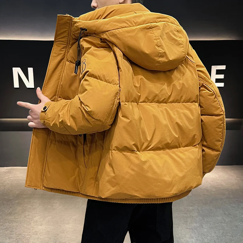Solid Color Men's Hooded Duck Down Jackets 2025 Winter Windproof Warm Top Puffer Coats Outwear Thicken Padded Parkas Clothing