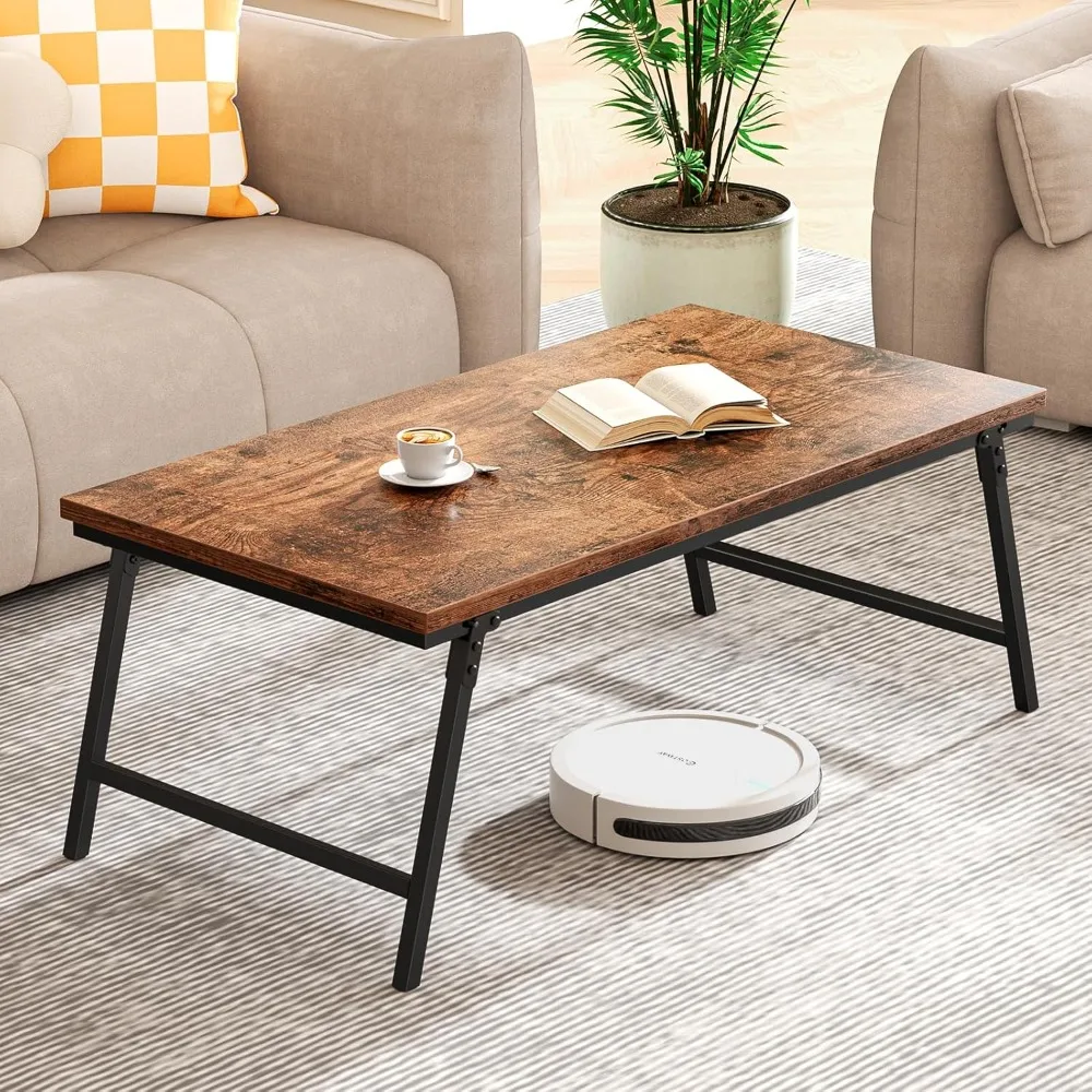 

Folding Coffee Table, Leg Latches Portable Sturdy Floor Table Desk for Sitting on The Floor, No Assembly Low Coffee Table for Li