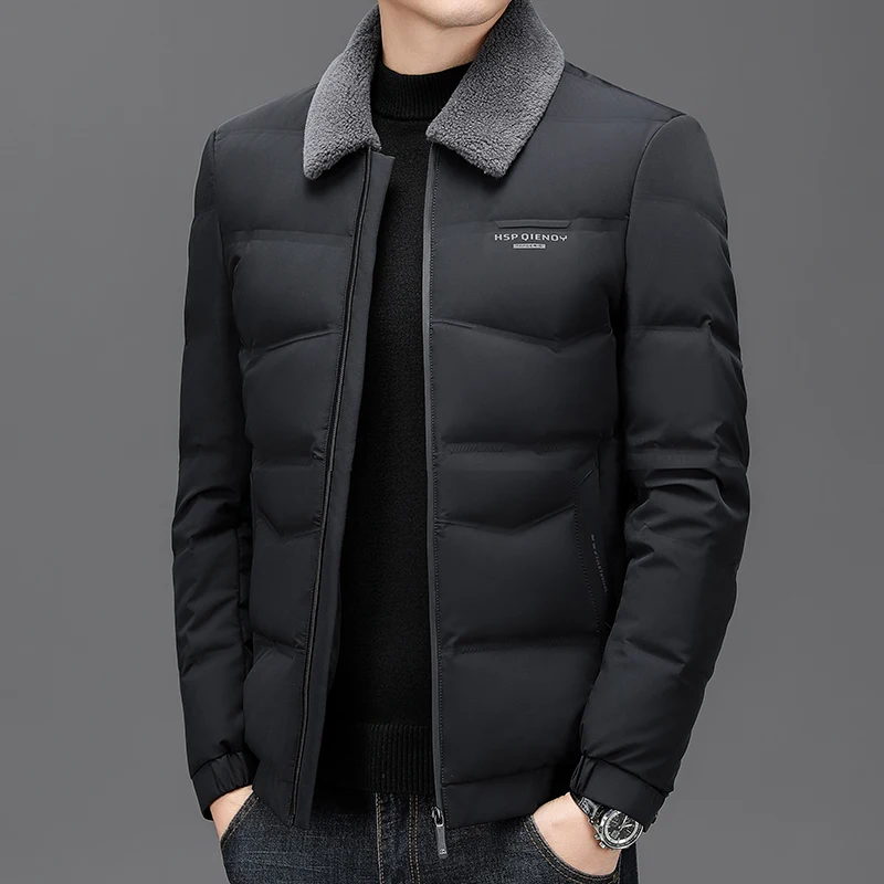 Winter Down Jacket Men's high quality Detachable fur collar 95% White Duck Down Warm Parka Male Business Brand Short Down Jacket