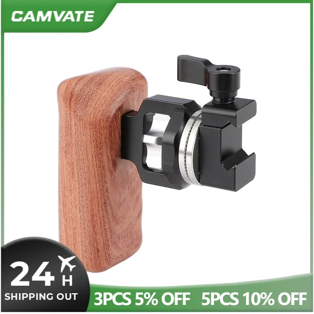 Manopole in legno a sgancio rapido CAMVATE con connessione runa rosetta M6 e adattatore morsetto NATO per videocamera DV RED Camera Cage Rig