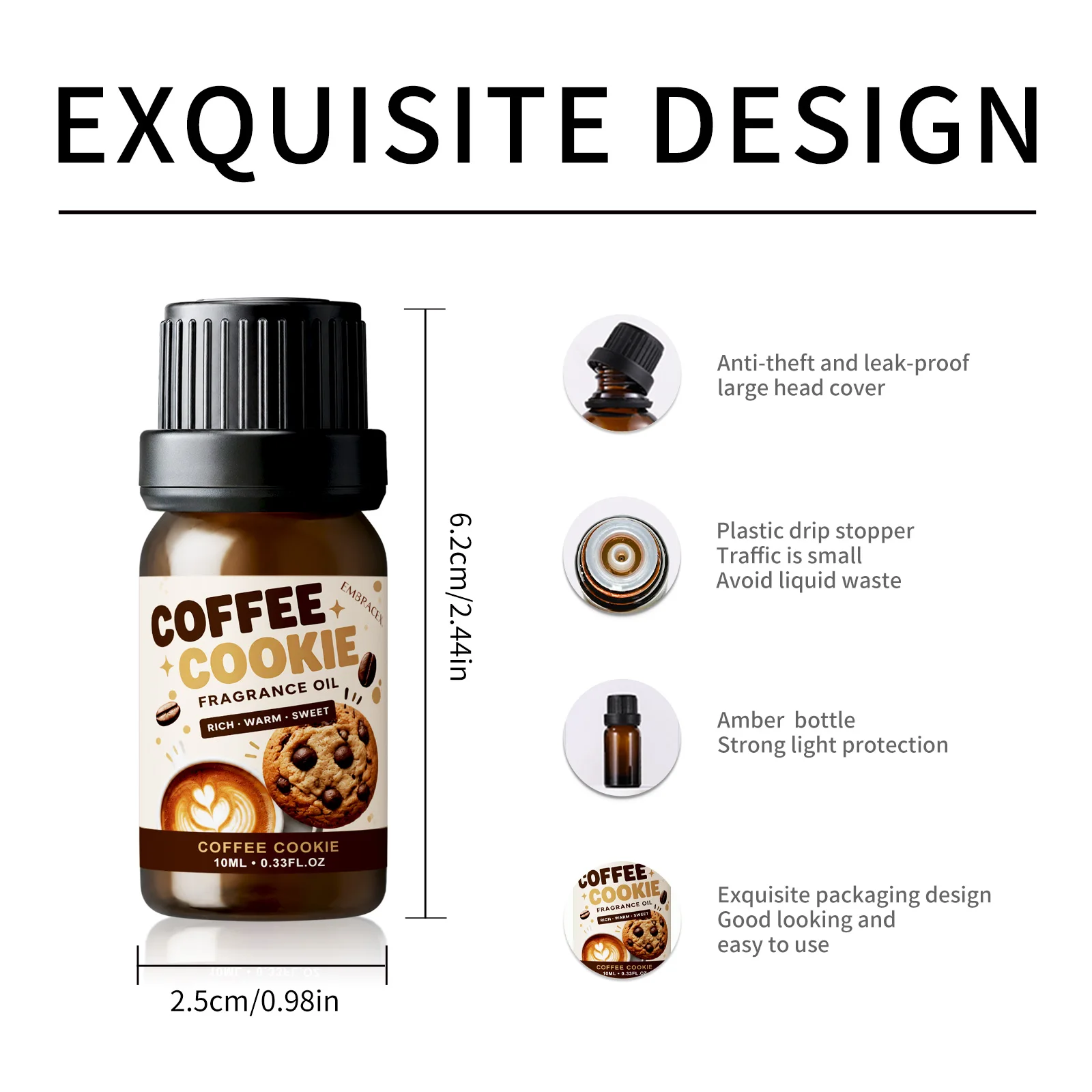 10ml Coffee Cookie Fragrance Oil Car Air Freshener Oil For Diffuser Diy Projects Warm Fragrance Long Lasting Scent For Gifts