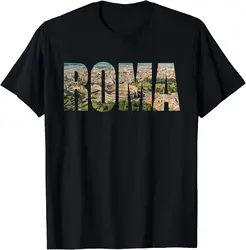 アーバンスカイライン写真Tシャツ、ロマ、イタリア、ロマ、イタリア、フォント