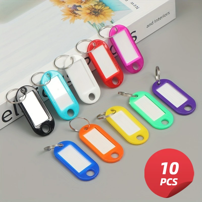 10PCS Durable Plastic Key Tag with an Open Loop, Transparent Window Tag for Hotel Style Luggage and Key Classification
