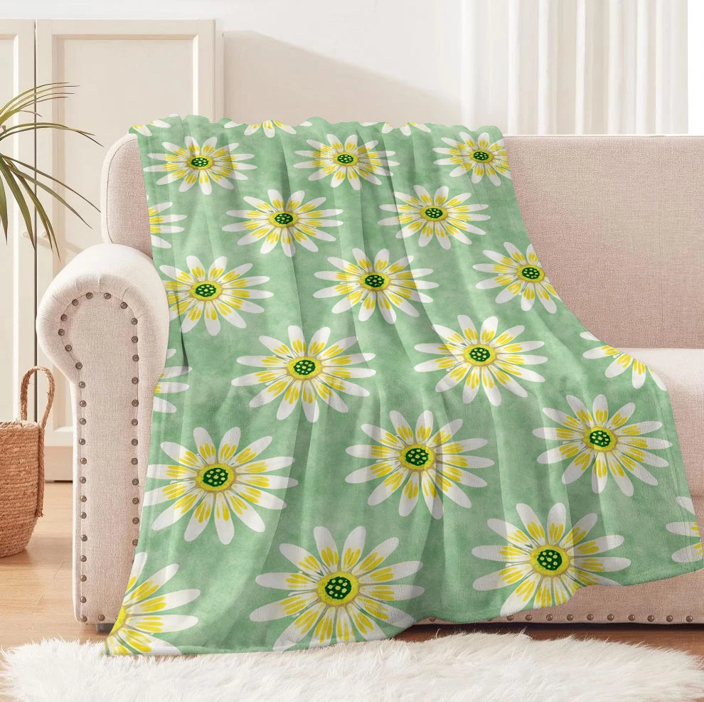 1-teilige Decke im frischen, eleganten Stil, Daisy-Flanell, dünne Decken für Zuhause, Auto, Nickerchen, Camping, Festival, perfekte Geschenke für den Einsatz in vier Jahreszeiten