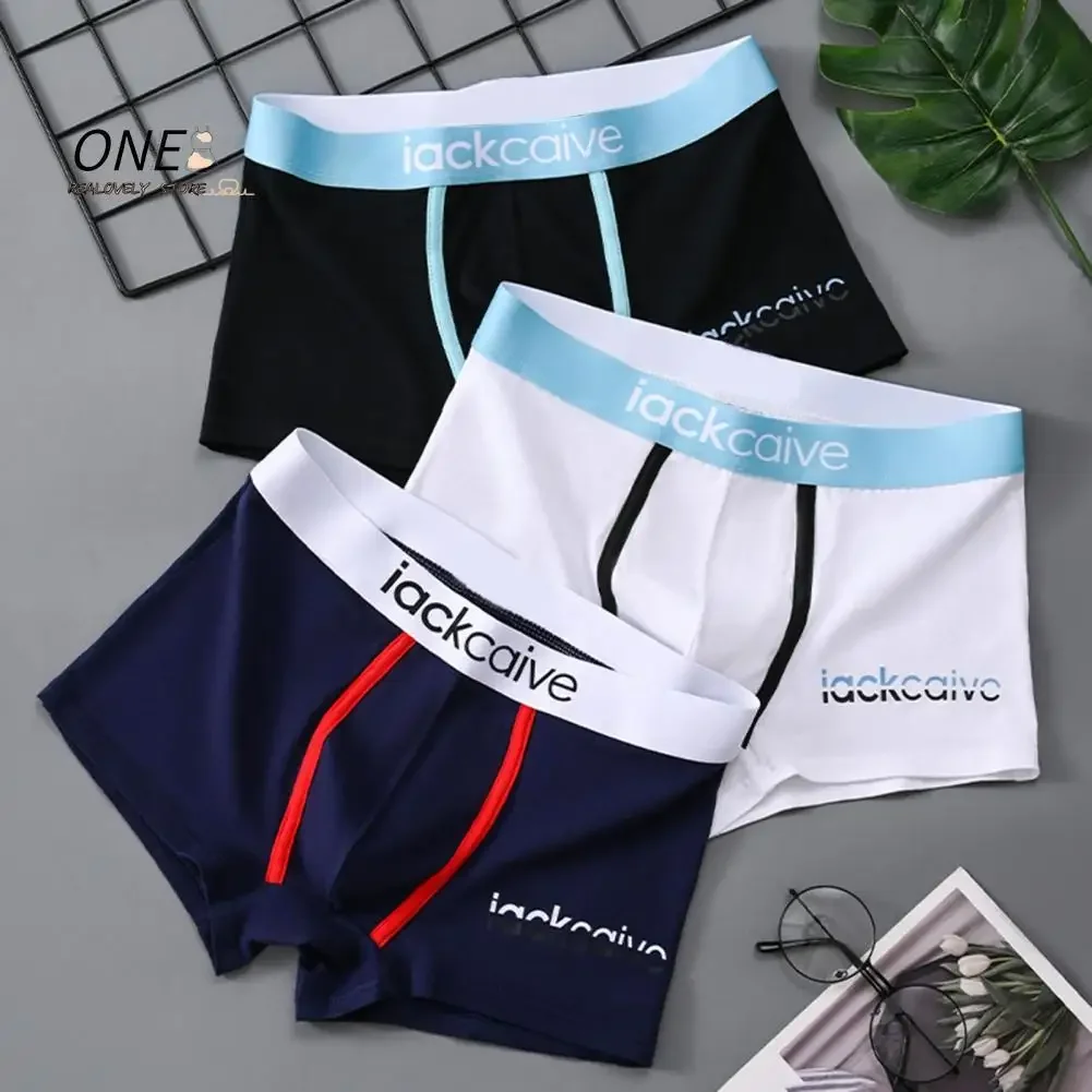 Men Boxer Briefs Mid-rise Patchwork Color Letter Print Shorts Underwear U-convex Sport Panties Shorts Underwear Men Panties