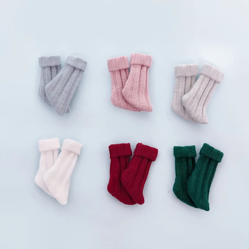 2 Pairs/ Lot Ob11 Doll Edge Curl Socks 1/12 Bjd Doll Accessories Candy Color Threaded Socks Fit Obitsu Ymy Gsc Molly Cute Doll C
