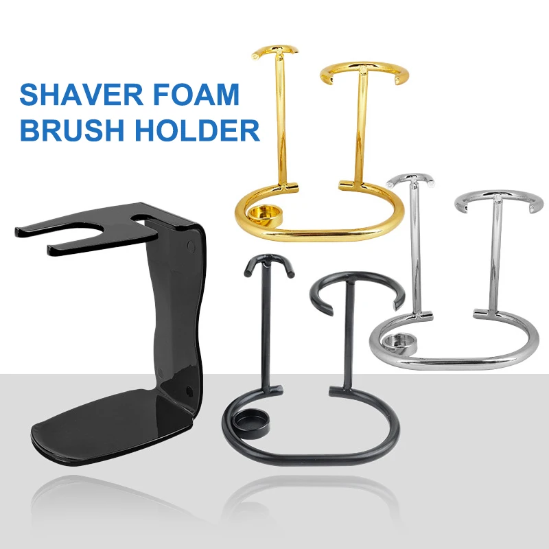 Metal Men Shaving Tool Holder Silver Compact Curved Shaving Brush Manual Razor Stand Holders Beard Clean Shaver