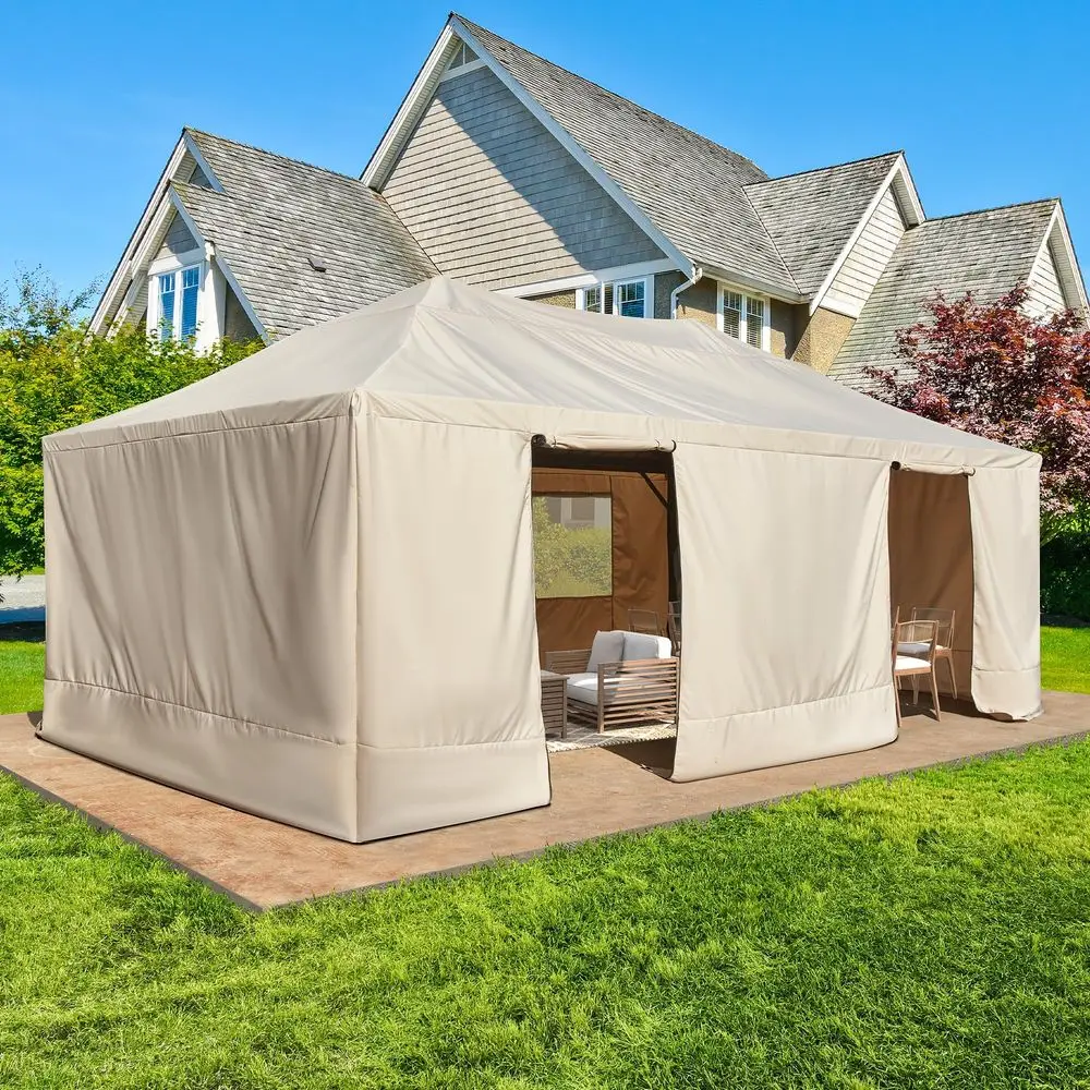 Winter Gazebo Cover for 1220 Hardtop Gazebo, Accessories for All Seasons, with Mesh Screens and Doors and Windows