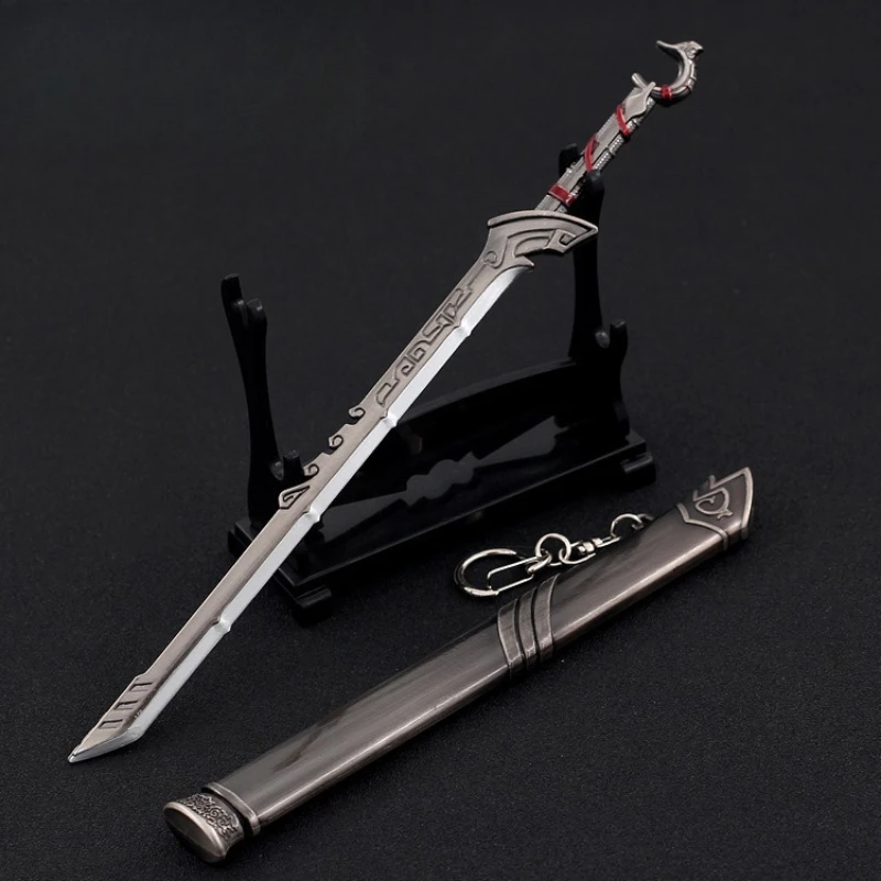 Skyline Nine Songs periférico de animé blanco y negro espadas duales armas de Metal modelos Katana llaveros adornos regalo para niño juguete