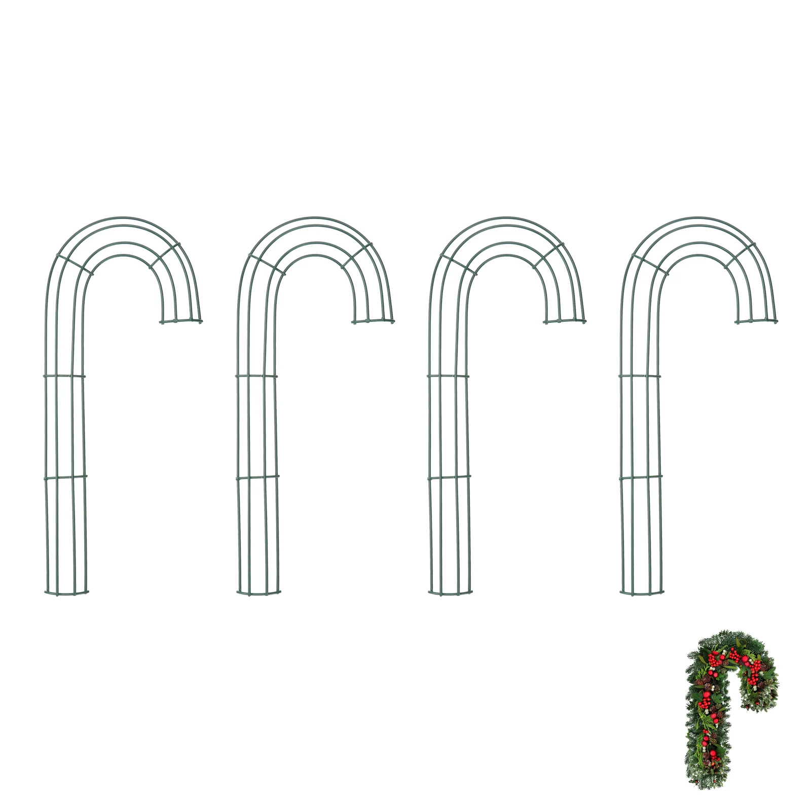 

4Pcs Cane Wire Iron Wreath Frame Base DIY Garland Frame Christmas Wreath Accessory Home Door Wall Decoration