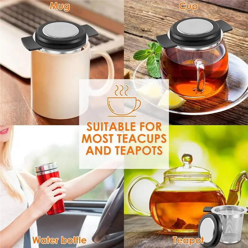 Large Capacity 4 Pcs Stainless Steel Tea Strainers For Loose Tea Tea Steeper Tea Mesh Tea Diffuser For Teapots Cups Mugs