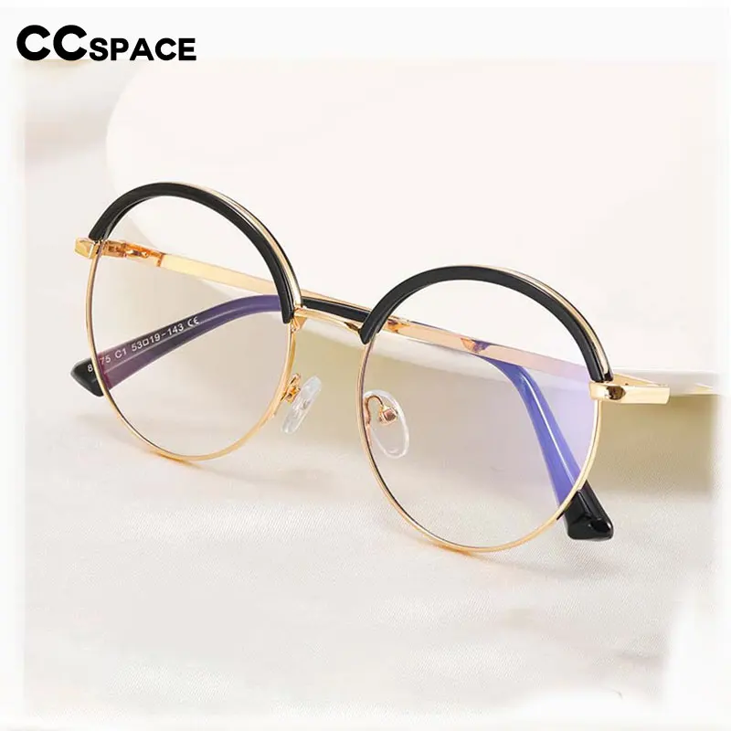 55236 Najnowsza okrągła ramka vintage Eeygalsses Damskie oprawki do okularów Metalowe oprawki do okularów Przezroczyste soczewki Eyeware