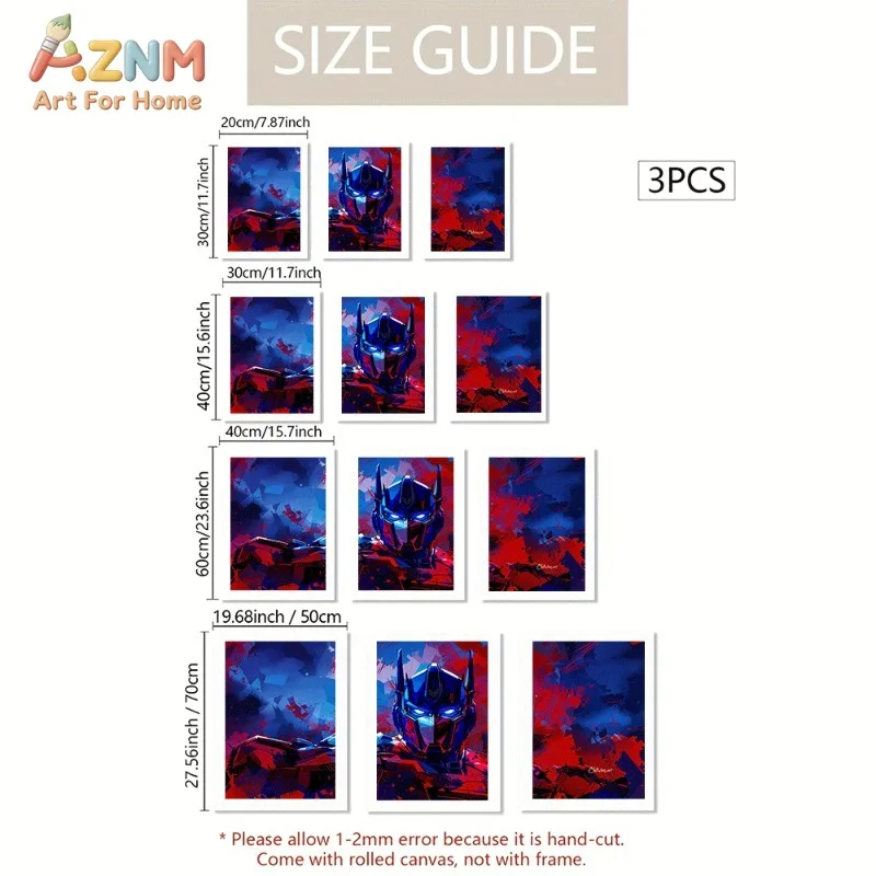 Optimus Prime Robot Portrait Abstract Red Blue Splash Color Background Transformers Canvas Wall Art No Frame Movie Print Modern