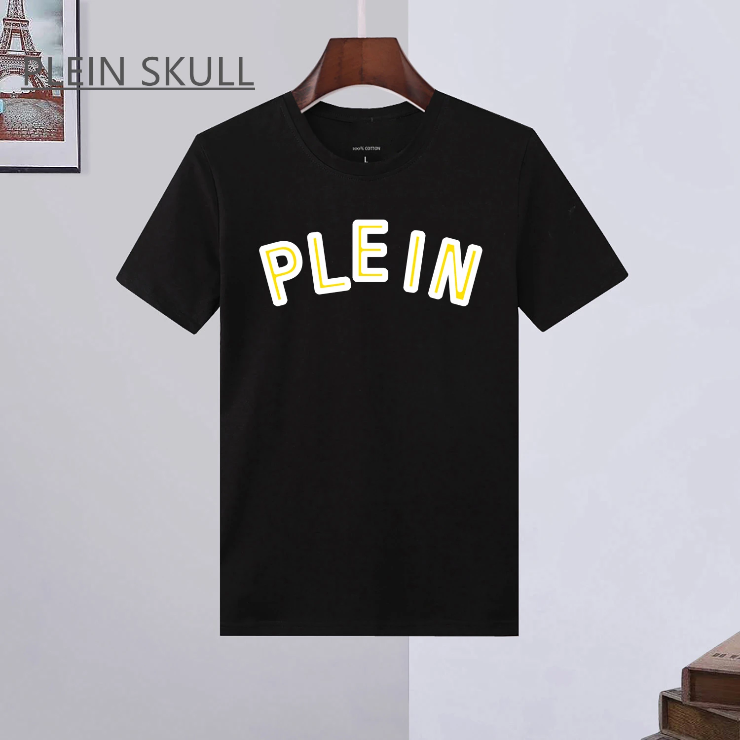 

PLEIN SKULL Fashion Brand Lightweight T-shirt Men's Street Gothic Loose Gym T-shirt Plus Size Pure Cotton Short Sleeve Top s-6XL