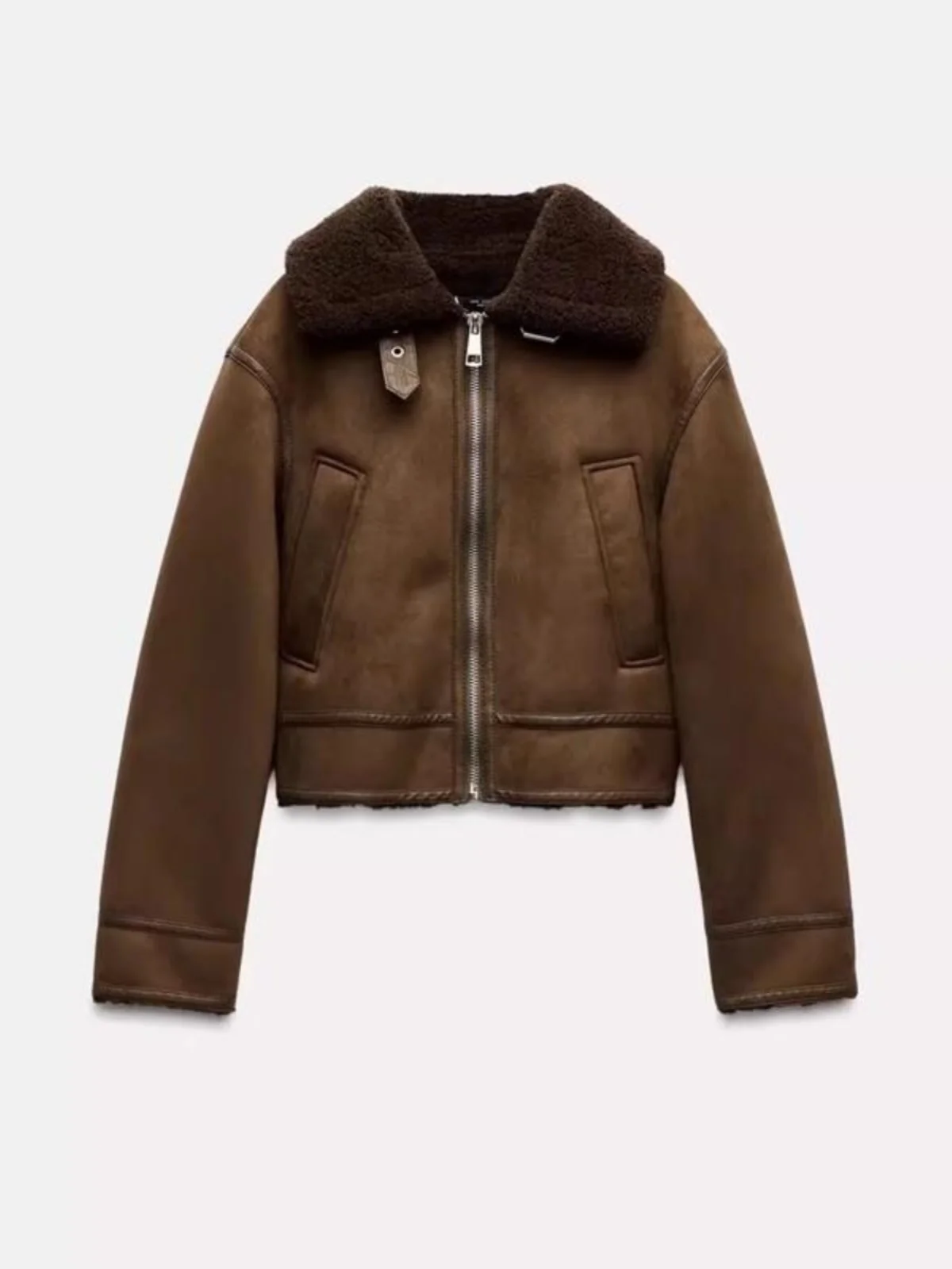 Herbst Winter Neue Ankunft frauen ort Lamm Pelz Wildleder Jaet Mantel Inteated Leder Und Pelz Thiened Lange Sve Zipper