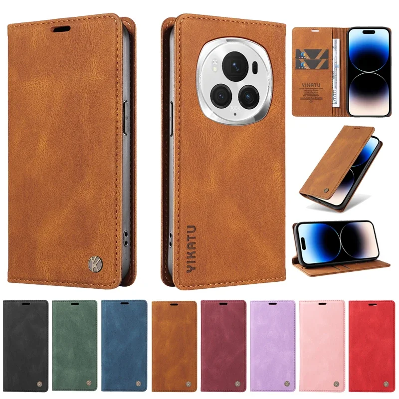 Роскошный кожаный защитный чехол-бумажник для Huawei Honor Magic6 Pro BVL-AN16 Magic 6 Lite 6Pro 6Lite 5G, Магнитные Флип-Чехлы 202 Роскошный кожаный защитный чехол-бумажник для Huawei Honor Magic6 Pro BVL-AN16 Magic 6 Lite 6Pro 6Lite 5G, Магнитные Флип-Чехлы 202