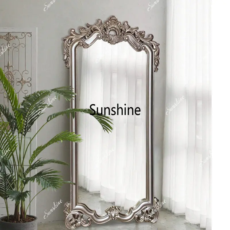 High-end bedroom fitting mirror, American carved wall-mounted changing full-length mirror