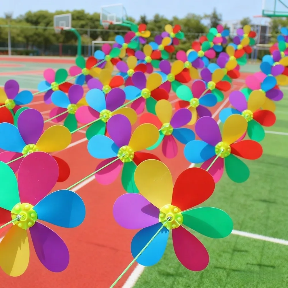 

Ornamental 10m Windmill String Hanging Rope Whirligig Decor Wind Spinner Plastic Rainbow Color Wind Rotator Yard