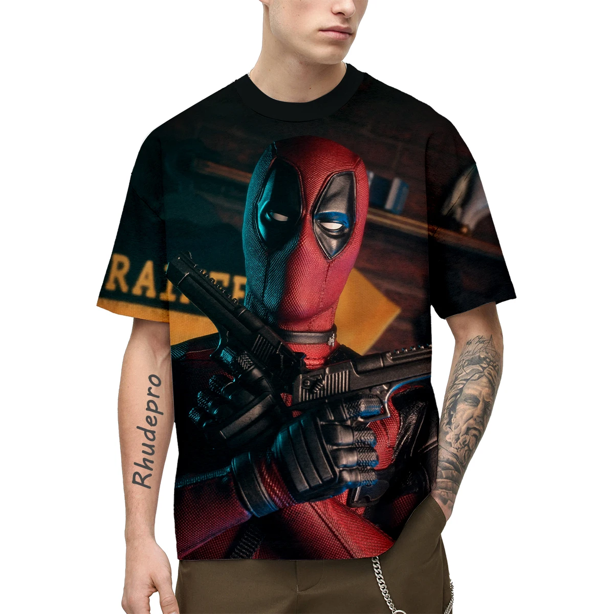 

Miniso Deadpool T-Shirts Spider-Man Cartoon Anime Girls 3D Printed Streetwear Men Women Fashion Oversized Shirt Kids Tees Tops