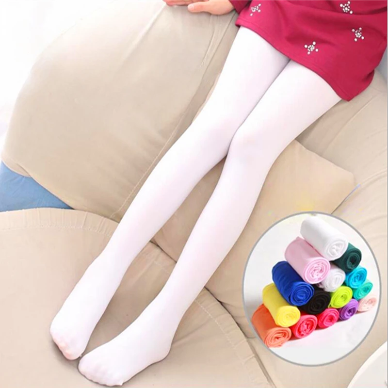 Summer Spring Candy Color Kids Pantyhose Ballet Dance Tights for Girls Stocking Children Velvet Solid White Pantyhose