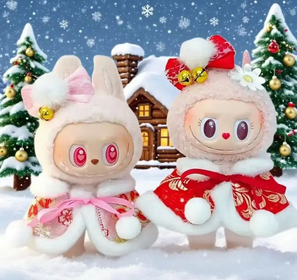 

Новогодняя одежда Labubu, наряд для мини-куклы 17 см, аксессуары для одежды одинакового цвета