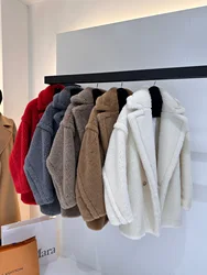 Winter Medium Länge Alpaka Wolle Mantel Frau Teddybär Mantel Weibliche Herbst Neue Wolle Blazer Mode Lässig Kamel Warm Halten Mantel