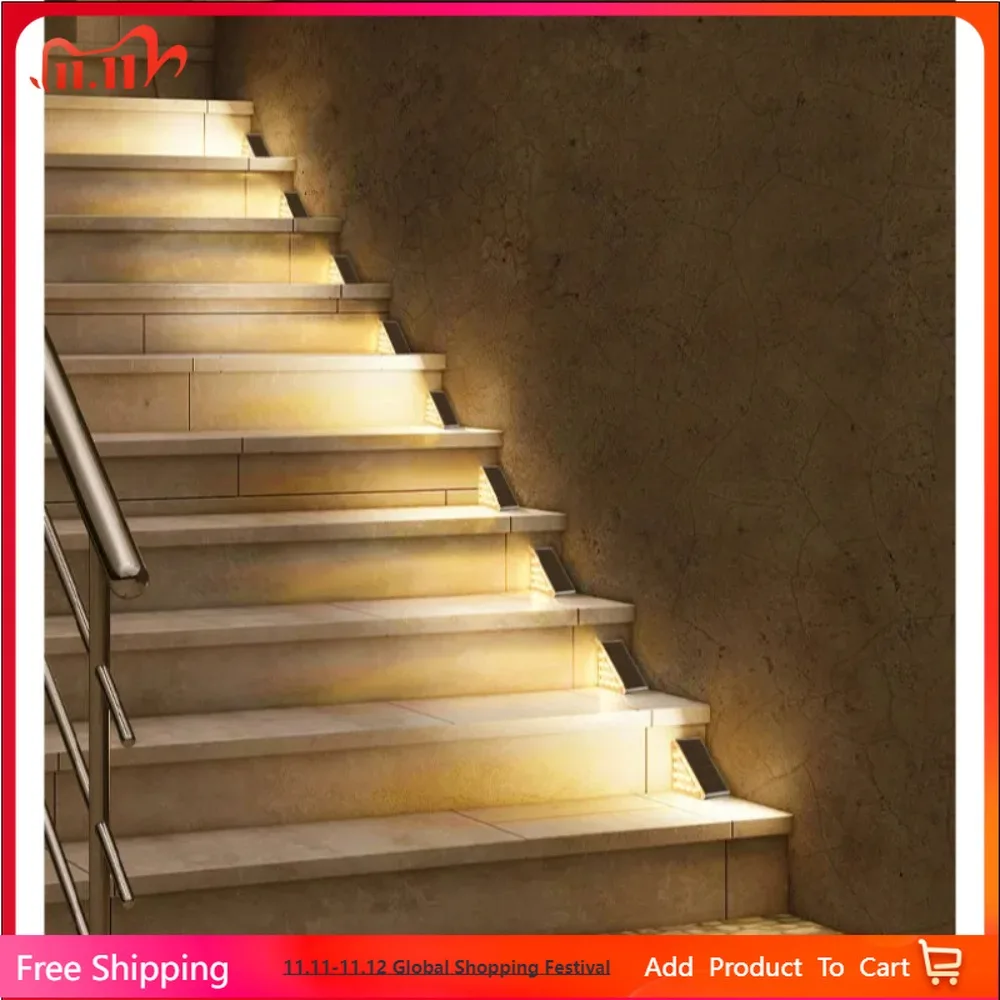 

Home Garden Courtyard Step Light Outdoor Waterproof Self Adhesive Luminous LED Light Solar Stair Step Light