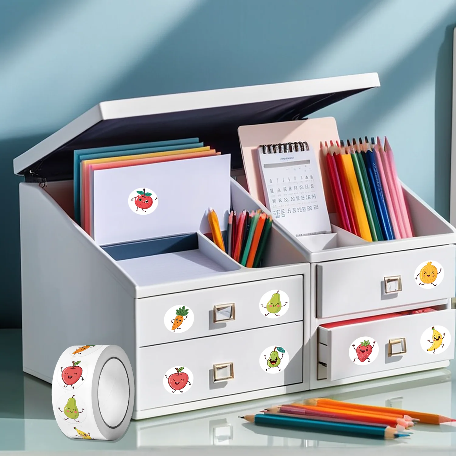 1 لفة (500 قطعة) ملصقات الرقص الفواكه السعيدة 2.5 سنتيمتر/1.0 بوصة 8 تصاميم الشارات لتقوم بها بنفسك تزين الهدايا مناسبة لملصق تعبئة الهدايا المختلفة