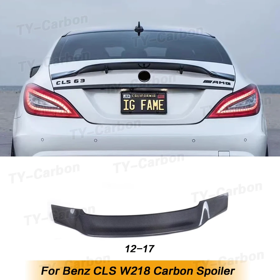 Real Carbon Fiber Rear Trunk Spoiler Boot Lip Wing For Benz W218 CLS350 CLS400 CLS500 CLS63 AMG Sedan 2012 - 2017 R Style FRP