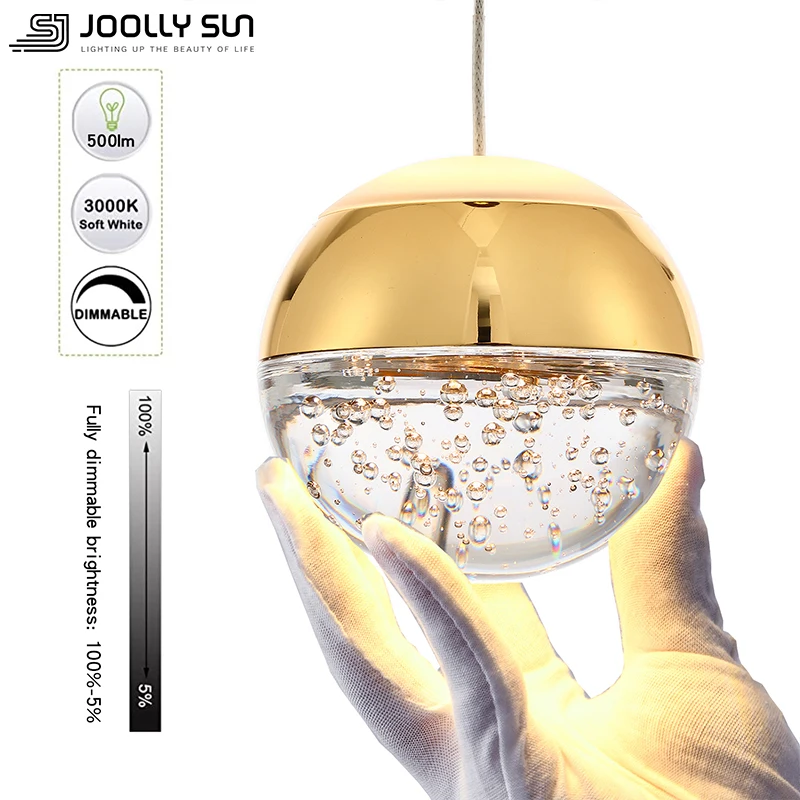 Imagem -05 - Joollysun-mini Iluminação Pingente para Kitchen Island Lâmpada de Cristal Luminária com Globo de Bolha Teto Moderno Cromo Polido