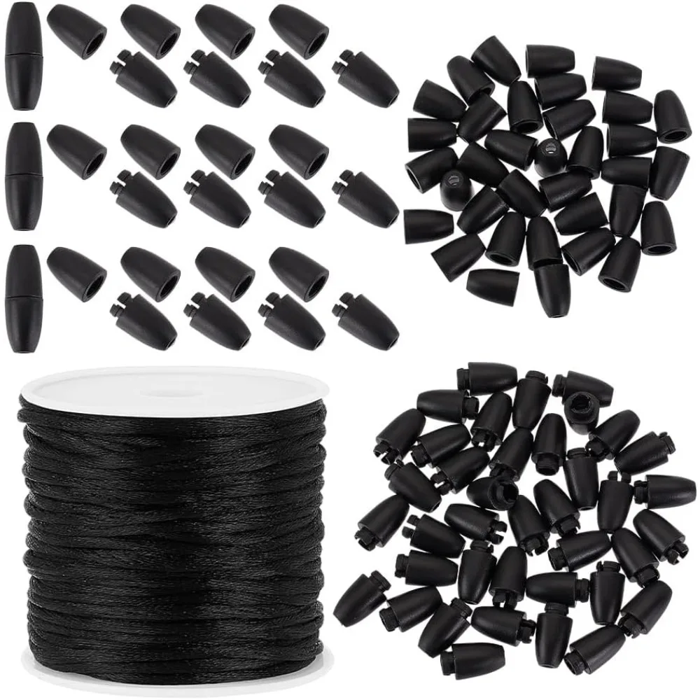 DIY Schmuckherstellungs-Sets mit Nylonfaden, Plastik-Sicherheitsverschlüssen und Schwarzer Kordel: 1,5mm