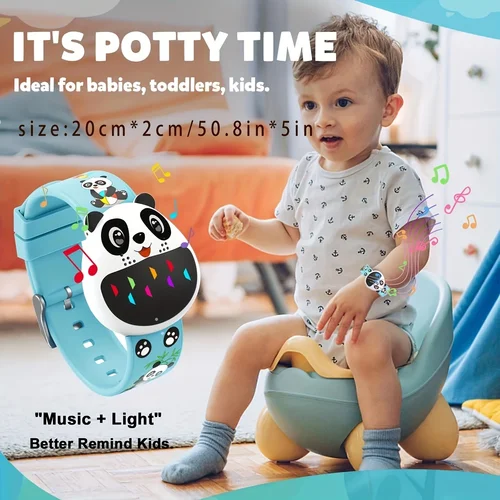 Imagen 2 del producto Reloj de entrenamiento para orinal para niños y niñas con 3 recuerdos de atrás/16 recordatorios de alarma Temporizador de reloj Panda recargable por USB resistente al agua