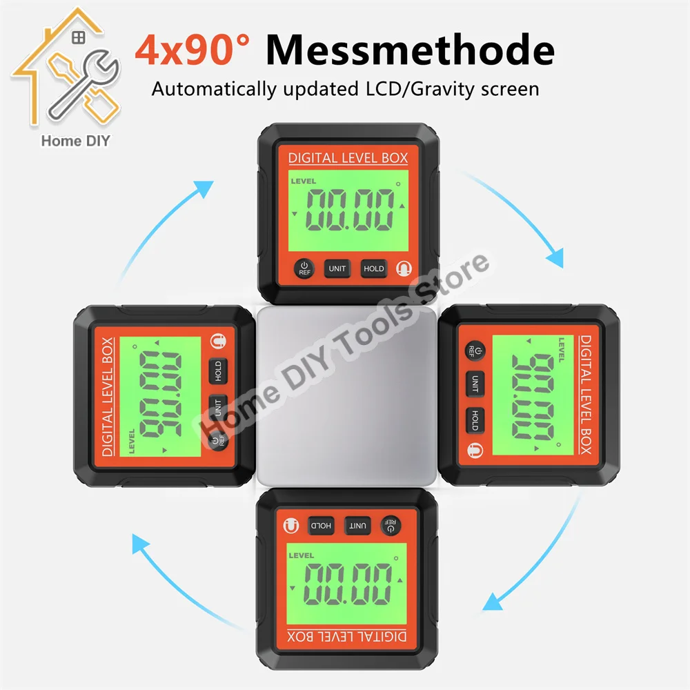 Imagem -04 - Graus Digital Level Box Transferidor Angle Finder Base Magnética Precisão Inclinômetro Eletrônico Goniômetros Ferramentas de Medição 90