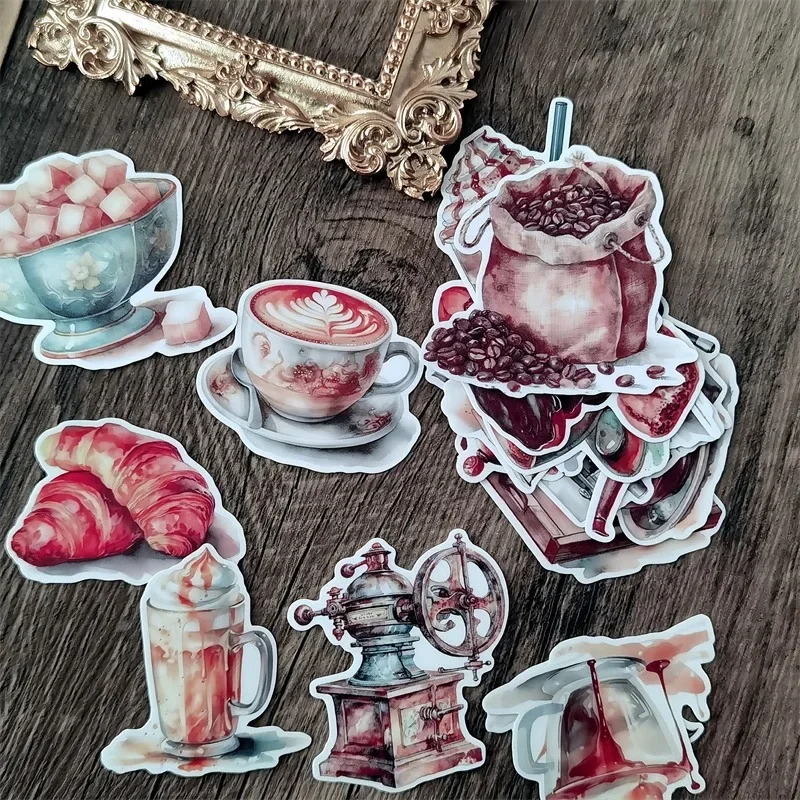 

Ручная роспись акварель кофейня зерна машина наклейки Скрапбукинг ремесло дневник альбом телефон компьютер печать декоративная