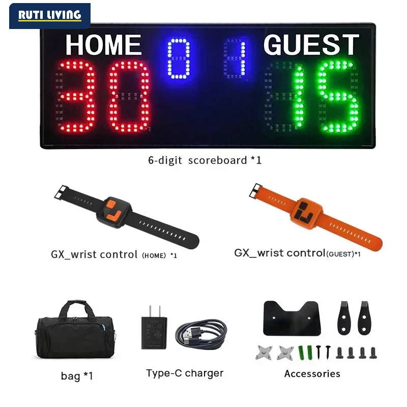 Electronic LED Scoreboard Multifunctional Countdown Match Time Display Electronic Scoreboard Remote Control for Competitions
